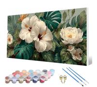 Dipingere con i Numeri Fiori Painting by Numbers Pianta Dipingere con i Numeri Adulti Principiante Kit Pittura Adulti con 3 Pennelli e Colori Acrilici per Decorazioni Parete 50 x 100 cm -hcw2507OS