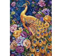 Dipingere Con I Numeri Flower, Pavone Dipingere Con I Numeri Adulti, Fai Da Te Disegni da Colorare per Adulti Con Pennelli e Vernice Acrilica, Paint by Numbers Kits, Decor Casa Regalo, 40x50cm W-7255