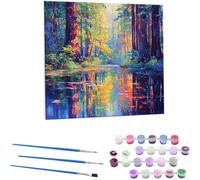 Dipingere con i Numeri - foresta Dipingi con i Numeri Principianti e Adulti Kit Completo, Hobby Creativi per Adulti, pittura a olio per la casa, - Quadri fai da te, 60x60 cm Senza Cornice M-735