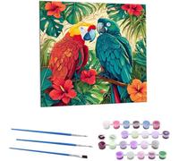 Dipingere con i Numeri - foresta pappagallo Dipingi con i Numeri Principianti Kit Completo, Hobby Creativi per Adulti, pittura a olio per la casa, - Quadri fai da te, 80x80 cm Senza Cornice M-734
