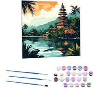 Dipingere con i Numeri - Isola di Bali Dipingi con i Numeri Principianti e Adulti Kit Completo, Hobby Creativi per Adulti, pittura a olio per la casa, - Quadri fai da te, 50x50 cm Senza Cornice M-6