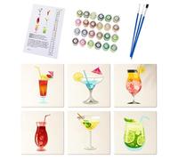 Dipingere con i numeri, kit di pittura per cocktail, kit per feste per adulti, 15 x 15 cm, set di pittura a olio dipinto a mano con pennello e colori acrilici, per la decorazione delle pareti della