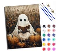 Dipingere con i numeri, kit fai da te su tela per principianti spirito legge accanto a una zucca con colori acrilici e pennelli di alta qualità con cornice, decorazione per la casa o regalo di