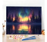 Dipingere con i Numeri Lago Paint by Numbers Passatempo per Adulti Natale Dipingere con i Numeri Kit Completo con Pennelli e Colori Acrilici,Decorazione Casa, Come Regali,Senza Cornice 120x90CM W6-100