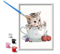 Dipingere con i Numeri Lavoretti Creativi per Bambini Bambina 5 6 7 8 9 10 11 Anni Paint by Numbers Quadri Numerati Kit Pittura Lavoretti Painting Disegno DIY Dipingi Fai Da Te Regalo Regali Gattino