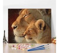 Dipingere con i Numeri Leone Quadri da Dipingere Numerati Animale Painting by Numbers Principianti Con 3 pennelli e Vernice Acrilica, Kit per Tela Antipiega, Senza Telaio, Regalo Donna 40X60cm Y5-68