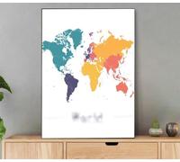 Dipingere con i Numeri Mappa del mondo, Dreamy Dipingere con i Numeri Adulti con Cornice, Kit Pittura Adulti Acrilica Fai da Te Creativo Paint by Numbers per Decorazioni Casa Regalo 40x50cm Li7-1165