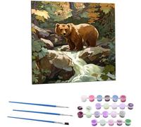 Dipingere con i Numeri - Orso della foresta Dipingi con i Numeri Principianti Kit Completo, Hobby Creativi per Adulti, pittura a olio per la casa, - Quadri fai da te, 60x60 cm Senza Cornice M-731