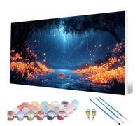 Dipingere con i Numeri Paesaggio Painting by Numbers Pescare Dipingere con i Numeri Adulti Principiante Kit Pittura Adulti con 3 Pennelli e Colori Acrilici per Decorazioni Parete 100x300 cm -hcw2507VS