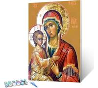 Dipingere con i Numeri - Paint by Numbers Religione, Passatempo per Adulti, Kit Completo, Hobby Creativi - Quadri fai da te Bambino 30x40cm (Senza Cornice)