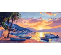 Dipingere con i Numeri, Painting by Numbers Kits, Olio Dipinta a Mano Fai-da-Te su Tela Dambini Adulti Regalo Natale Compleanno Decorazione della casa Paint by Numbers Spiaggia 50X100CM (Senza Telaio)