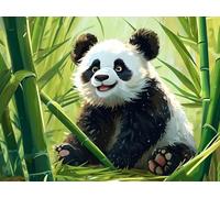 Dipingere con i Numeri Panda carino Quadri da Dipingere Numerati, Paint by Numbers Adulti, Colorare con i Numeri Kit Pittura Bambini con Pennelli Pigmento Acrilico Disegno Pittura 95x70cm s-8654