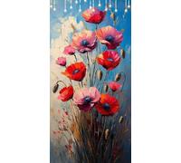 Dipingere con i Numeri Papavero Colorare con i Numeri Adulti Rosso DIY Painting by Numbers per Bambini e Principianti con Colori Acrilici e Pennelli, Hobby Adulti Halloween Decorazioni 70X100cm P0-268