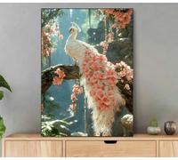 Dipingere con i Numeri Pavone, Fiore Dipingere con i Numeri Adulti con Cornice, Kit Pittura Adulti Acrilica Fai da Te Creativo Paint by Numbers per Decorazioni Casa Regalo Donna 30x40cm Li3-475