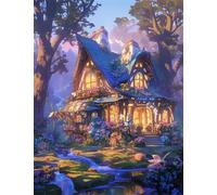 Dipingere con i Numeri per Adulti Cartoon Flower Cottage Fai Da Te Kit per Pittura a Olio,con Pennelli e Acrilico Pigmento con Telaio Paint by Numbers per Casa Decorazione 60x75 cm