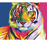 Dipingere con i numeri, per adulti e bambini, principianti, pittura con i numeri, per regali artigianali, animali colorati, tigre colorata, 40,6 x 50,8 cm