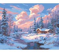 Dipingere con i Numeri,per Adulti e Principianti,Fai Da Te adulti paint by numbers Senza Cornice,Acrilica Kit di Pittura con i numeri su Tela per Decorazione casa 50x65cm(Paesaggio innevato)