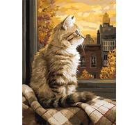 Dipingere con i Numeri,per Adulti e Principianti,Fai Da Te adulti paint by numbers Senza Cornice,Acrilica Kit di Pittura con i numeri su Tela per Decorazione casa 50x65cm(Gatto di città)