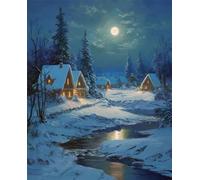 Dipingere con i Numeri,per Adulti e Principianti,Fai Da Te adulti paint by numbers Senza Cornice,Acrilica Kit di Pittura con i numeri su Tela per Decorazione casa 50x65cm(Bellissimo inverno)