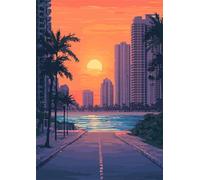 Dipingere con i Numeri,per Adulti e Principianti,Fai Da Te adulti paint by numbers Senza Cornice,Acrilica Kit di Pittura con i numeri su Tela per Decorazione casa 20x30cm(Tramonto in città)