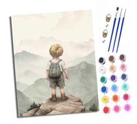 Dipingere con i numeri, per adulti e ragazzi sulla collina, fai da te, dipinto a mano, kit per pittura a olio, con 3 pennelli e vernice acrilica, kit di tela antipiega, 40 x 50 cm, con cornice