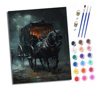 Dipingere con i numeri, per adulti, fai da te, dipinta a olio, in una notte di pioggia, per principianti, con 3 pennelli e vernice acrilica, kit per pittura a olio, come regalo, 40 x 50 cm (senza