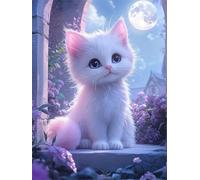 Dipingere con i Numeri per Adulti Gatto Paint by Numbers Kit Fiore Fai da te Hobby Creativi Adulti,Dipingere Numerati con Pennelli e Acrilico,Decorazione della Parete di Casa Regalo 40x50cm E1-1001