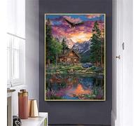 Dipingere con i Numeri per Adulti, Kit di Pittura a Olio Principianti DIY Paint by Numbers per Decorazione Della Casa Regalo, Passatempo Arte Moderna, Senza Cornice, 25x35 cm (cottage aquila) Q-382