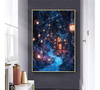 Dipingere con i Numeri per Adulti, Kit di Pittura a Olio Principianti DIY Paint by Numbers per Decorazione Della Casa Regalo, Passatempo Arte Moderna, Senza Cornice, 50x70 cm (Forest Cottage) Q-252