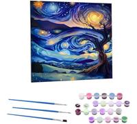 Dipingere con i numeri, per adulti, kit per pittura a olio fai da te 30x30 cm Il cielo stellare pittura con numeri, per adulti con 3 pennelli e vernice acrilica, Decora la casa - Senza Cornice N-896