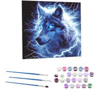Dipingere con i numeri, per adulti, kit per pittura a olio fai da te 40x40 cm Lupo fulmine pittura con numeri, per adulti con 3 pennelli e vernice acrilica, Decora la casa Regalo - Senza Cornice N765