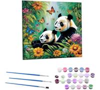 Dipingere con i numeri, per adulti, kit per pittura a olio fai da te 45x45 cm Panda della foresta pittura con numeri, per adulti con 3 pennelli e vernice acrilica, Decora la casa - Senza Cornice N732