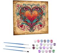 Dipingere con i numeri, per adulti, kit per pittura a olio fai da te 50x50 cm Fiori Amore pittura con numeri, per adulti con 3 pennelli e vernice acrilica, Decora la casa Regalo - Senza Cornice N-356