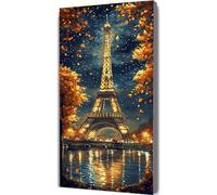 Dipingere con i Numeri per Adulti Parigi Paint by Numbers Kit Torre Eiffel Fai da te Hobby Creativi Adulti,Dipingere Numerati con Pennelli e Acrilico,Decor della Parete di Casa Regalo 70x140cm LE-398