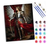 Dipingere con i numeri, per adulti, pittura con numeri, con pennelli e colori acrilici, cavalieri d'angeli, dipinta a mano, pittura a olio, per decorazione della casa, senza cornice