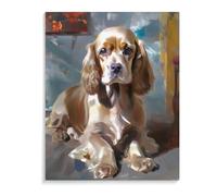 Dipingere con i numeri, per adulti, principianti, motivo cane Cocker Spaniel, pittura con i numeri, fai da te, decorazione da parete per la casa, 30 x 40 cm, senza cornice