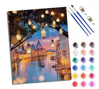 Dipingere con i numeri per adulti Venezia Riverside Night View Dipingere con i numeri per adulti Kit fai da te tela Artigianato Kit per rilassarsi e de-stress Regalo Decorazione per la casa con