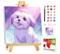 Dipingere con i numeri, per bambini con cornice, pittura per cani a partire dai 5 6 7 8 9 10 anni, set da pittura con cornice, pennello e colori acrilici, regalo per ragazze e ragazzi, con glitter 20