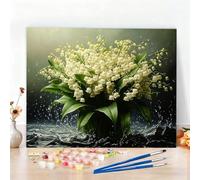 Dipingere con i Numeri Pianta Paint by Numbers Passatempo per Adulti Verde Dipingere con i Numeri Kit Completo con Pennelli e Colori Acrilici,Decorazione Casa, Come Regali,Senza Cornice 40x50cm W6-221