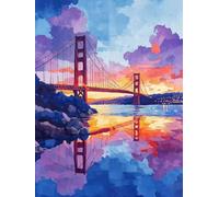 Dipingere con i Numeri Ponte Golden Gate Dipingere con i Numeri Adulti Paesaggio Paint by Numbers, Painting by Numbers con Pennelli e Colori Acrilici per Decorazioni Parete 80x120CM -zjn25071G