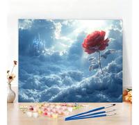 Dipingere con i Numeri Rosa Paint by Numbers Passatempo per Adulti Nuvola Dipingere con i Numeri Kit Completo con Pennelli e Colori Acrilici,Decorazione Casa, Come Regali,Senza Cornice 150x100cm W6-78