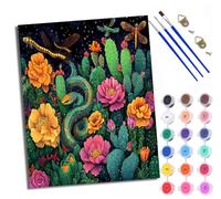 Dipingere con i numeri, set da pittura per adulti con pennelli. L'ombra di un serpente di fiori tra i fiori, dipingere con i numeri su tela, pigmento acrilico, artigianato 40 x 50 cm (senza cornice)