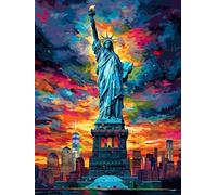 Dipingere Con I Numeri Statua Della Libertà, Città Dipingere Con I Numeri Adulti, Fai Da Te Disegni da Colorare per Adulti Con Pennelli e Vernice Acrilica, Paint by Numbers Kits, Regalo 40x50cm W-9542