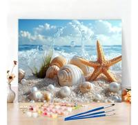Dipingere con i Numeri Stella Marina Paint by Numbers Passatempo per Adulti Mare Dipingere con i Numeri Kit Completo con Pennelli e Colori Acrilici, Come Regali e Decorazione Casa 100x135CM W6-91