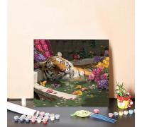 Dipingere Con i Numeri Tigre Dipingere Con i Numeri Bambini Farfalla DIY Painting by Numbers per Principianti con Accessori Tela Antipiega, Regali per Donne Decora la Casa 60x60cm Senza Cornice I-900T
