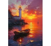 Dipingere con i Numeri Tramonto, Paesaggio Dipingere con i Numeri Adulti, Paint by Numbers Kit Pittura Adulti con 3 Pennelli e Vernice Acrilica, Fai da Te Figured'art, Regalo Donna, 30x40 cm 3-6098
