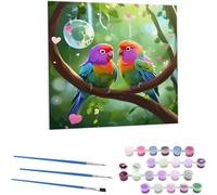 Dipingere con i Numeri - Uccello d'amore Dipingi con i Numeri Principianti e Adulti Kit Completo, Hobby Creativi per Adulti, pittura a olio per la casa, - Quadri fai da te, 70x70 cm Senza Cornice M-3