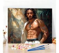 Dipingere con i Numeri Uomo Paint by Numbers Passatempo per Adulti Paesaggio Dipingere con i Numeri Kit Completo con Pennelli e Colori Acrilici,Decorazione Casa, Come Regali,Senza Cornice 50x70cm W6-5