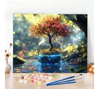 Dipingere con i Numeri Vaso Paint by Numbers Passatempo per Adulti Albero Dipingere con i Numeri Kit Completo con Pennelli e Colori Acrilici,Come Regali e Decorazione Casa,Senza Cornice 100x70CM W6-40