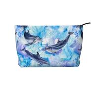 Dipingere il delfino, Borsa per cosmetici in velluto a coste Borsa per il trucco Borsa da viaggio portatile